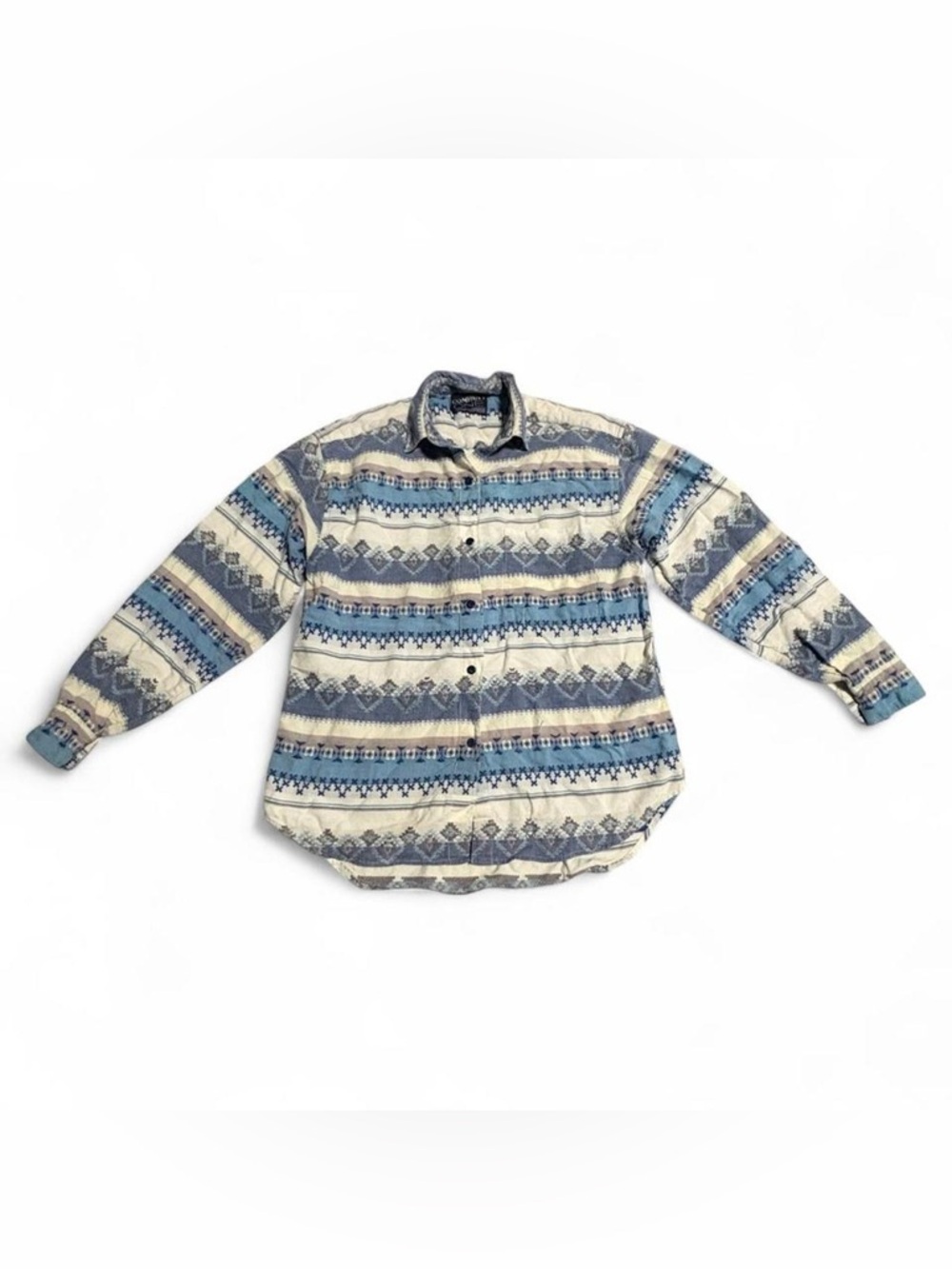 Company One Blue and white patterned button up shirt